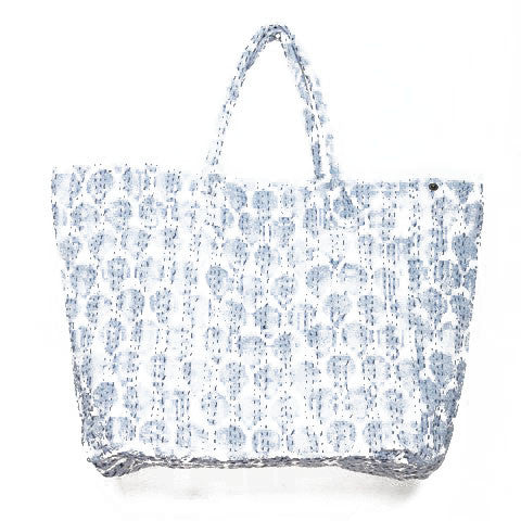 Giant Light Blue Ikat Cotton Beach Bag